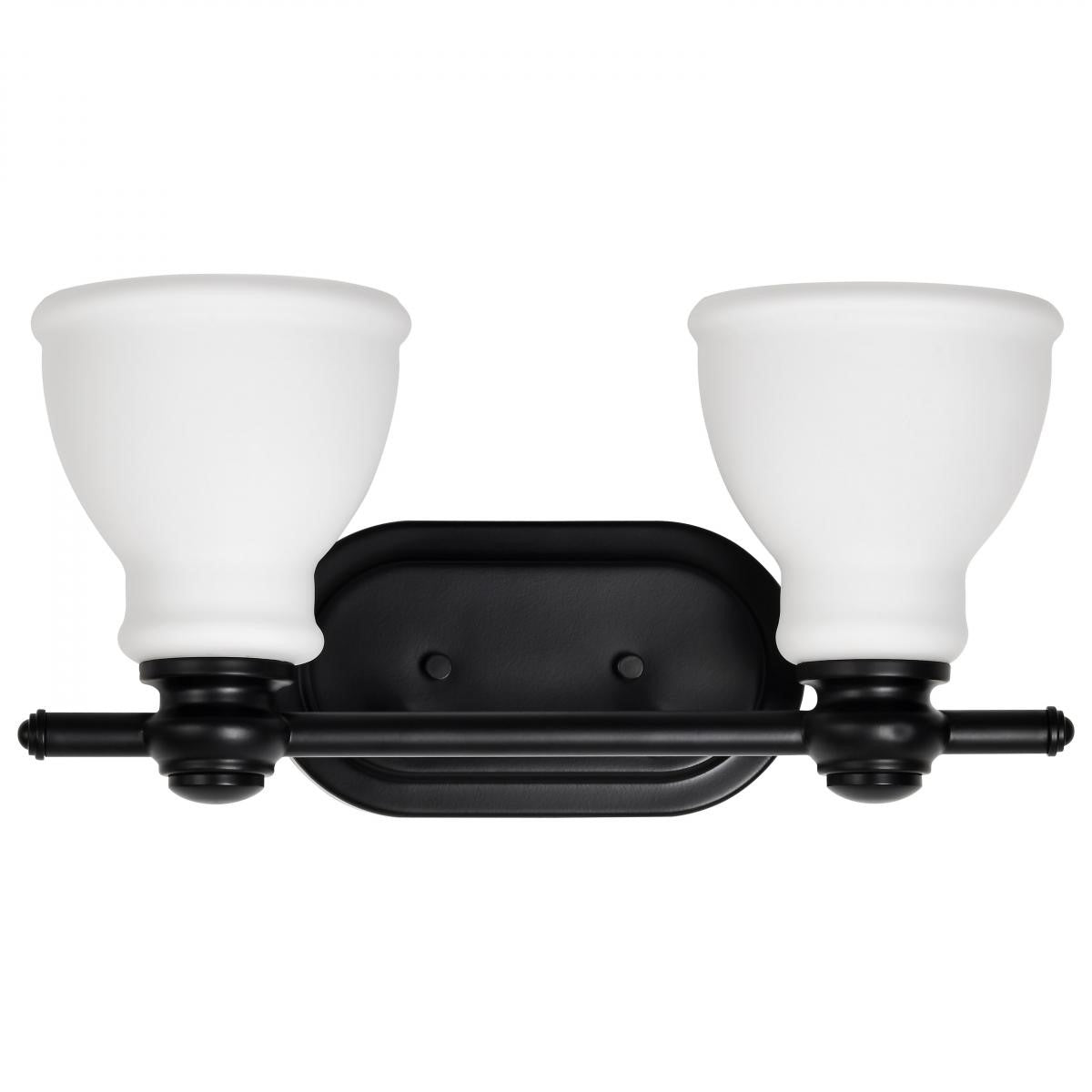 Russel 15" 2 Lights Bathroom Vanity Light, Matte Black Finish