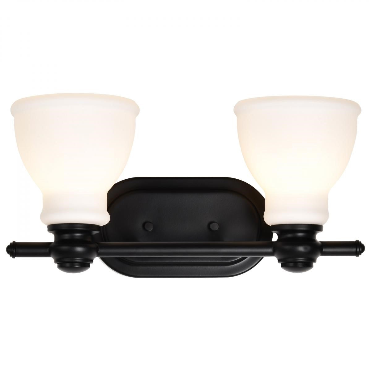 Russel 15" 2 Lights Bathroom Vanity Light, Matte Black Finish