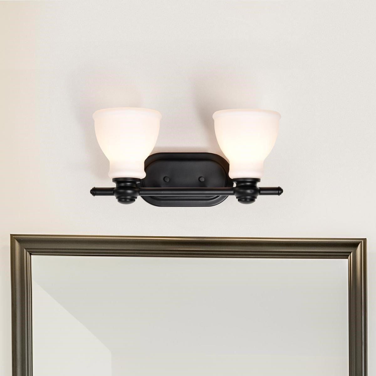 Russel 15" 2 Lights Bathroom Vanity Light, Matte Black Finish