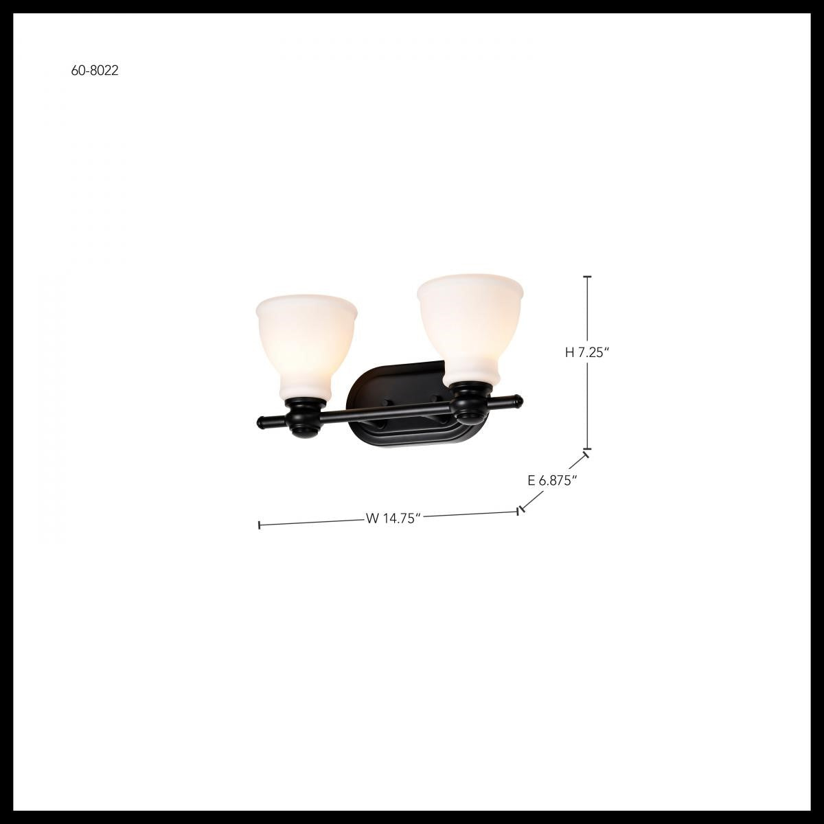 Russel 15" 2 Lights Bathroom Vanity Light, Matte Black Finish