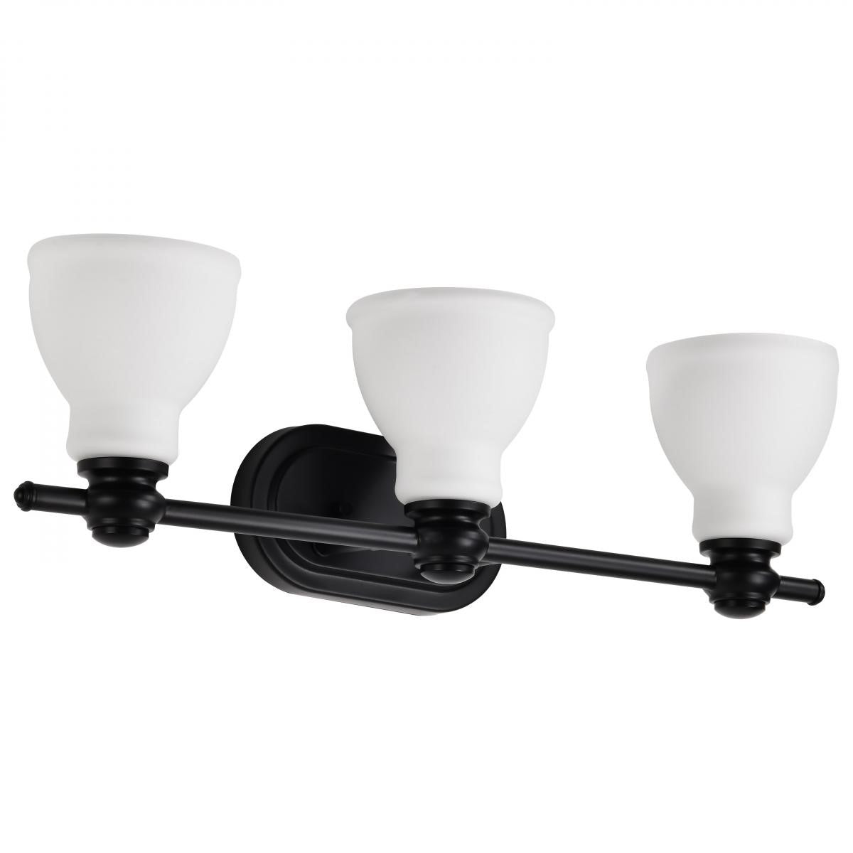 Russel 24" 3 Lights Bathroom Vanity Light, Matte Black Finish