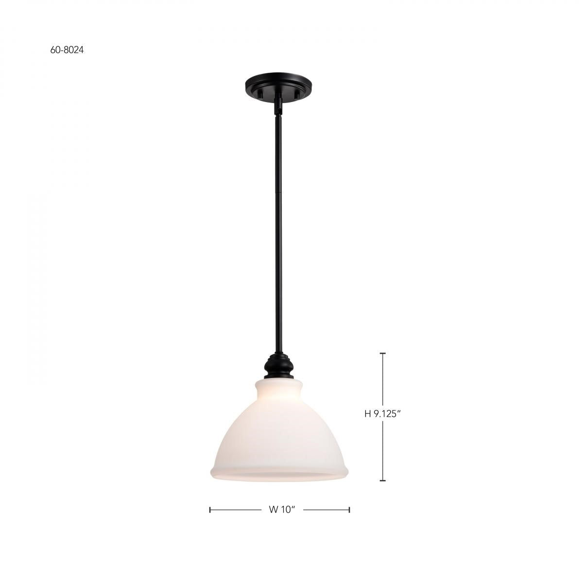 Russel 10" Pendant Light, Matte Black Finish