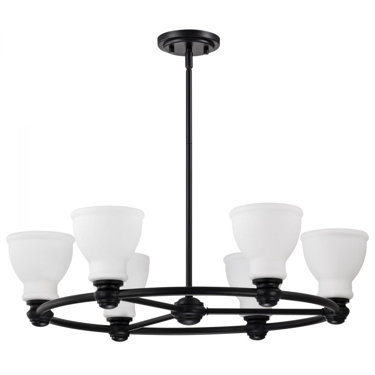 Russel 28" 6 Lights Chandelier, Matte Black Finish