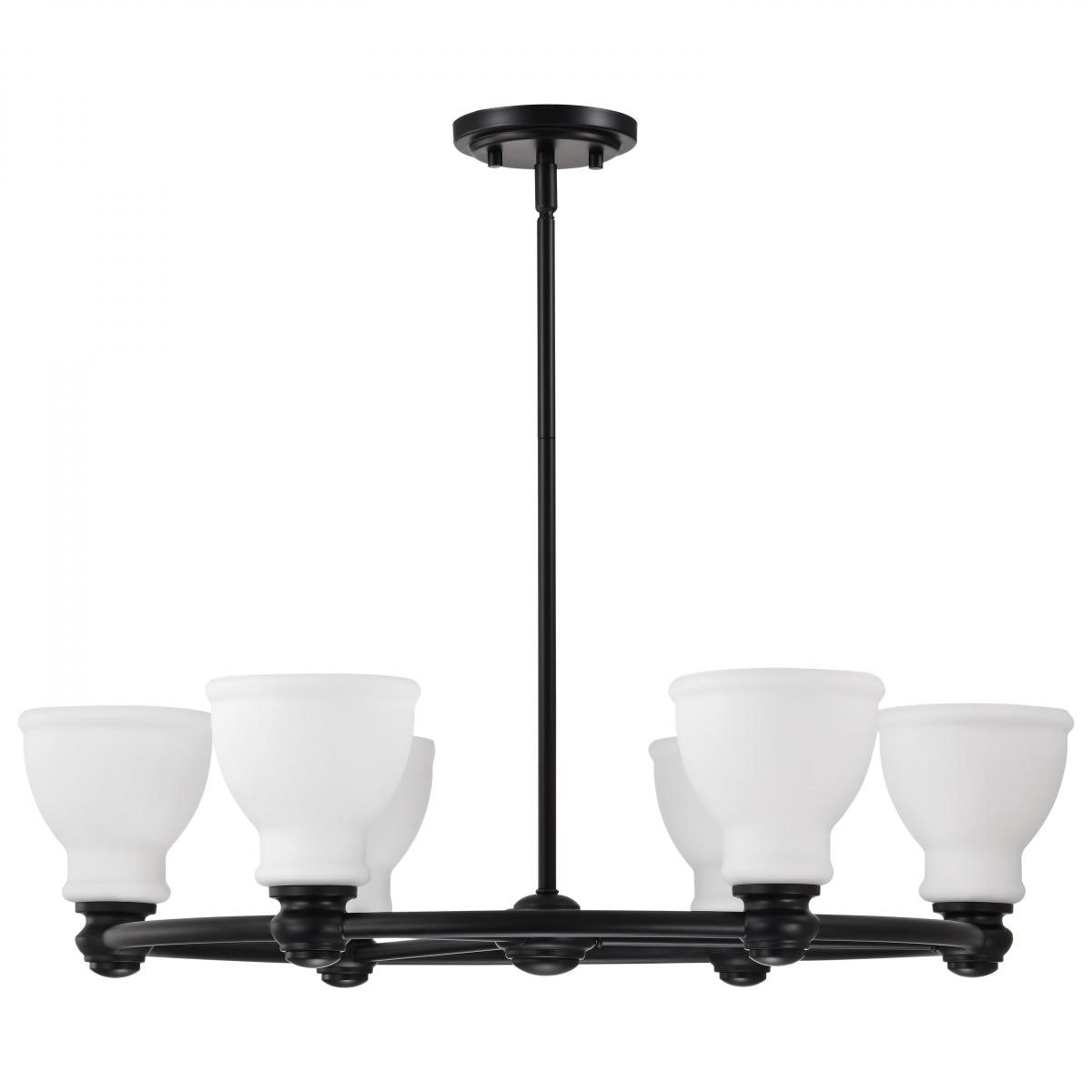 Russel 28" 6 Lights Chandelier, Matte Black Finish