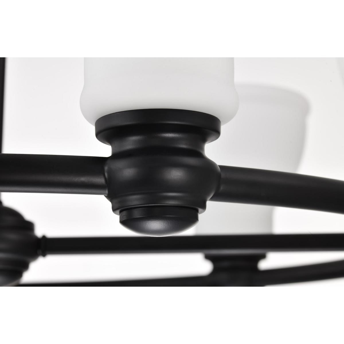 Russel 28" 6 Lights Chandelier, Matte Black Finish