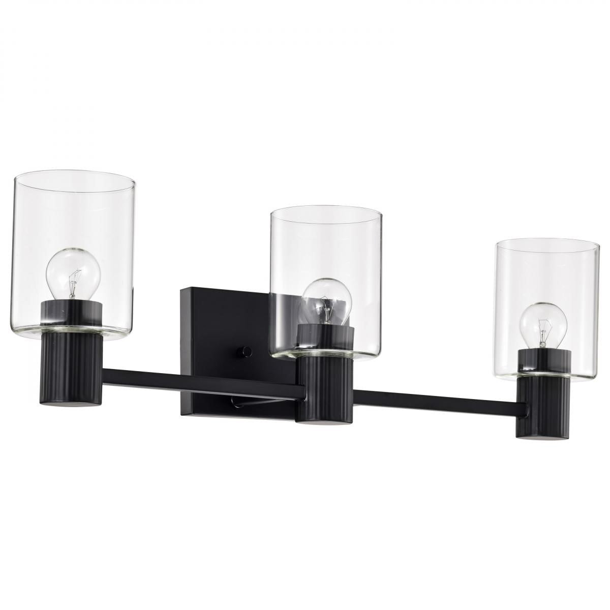 Clarksville 24" 3 Lights Bathroom Vanity Light, Matte Black Finish