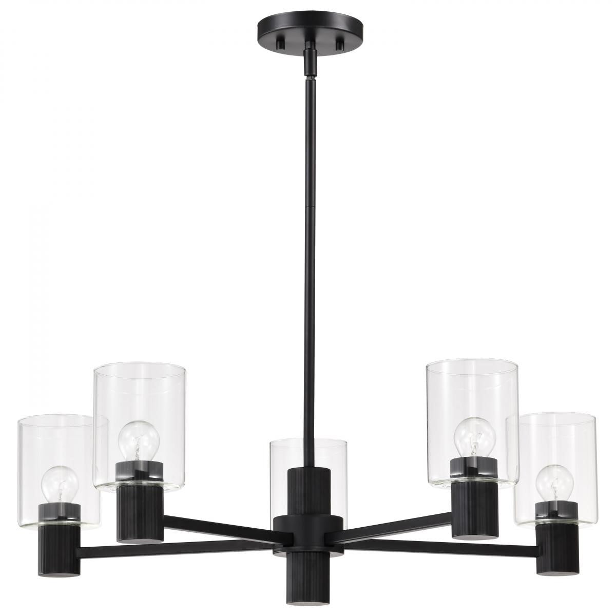 Clarksville 28" 5 Lights Chandelier, Matte Black Finish