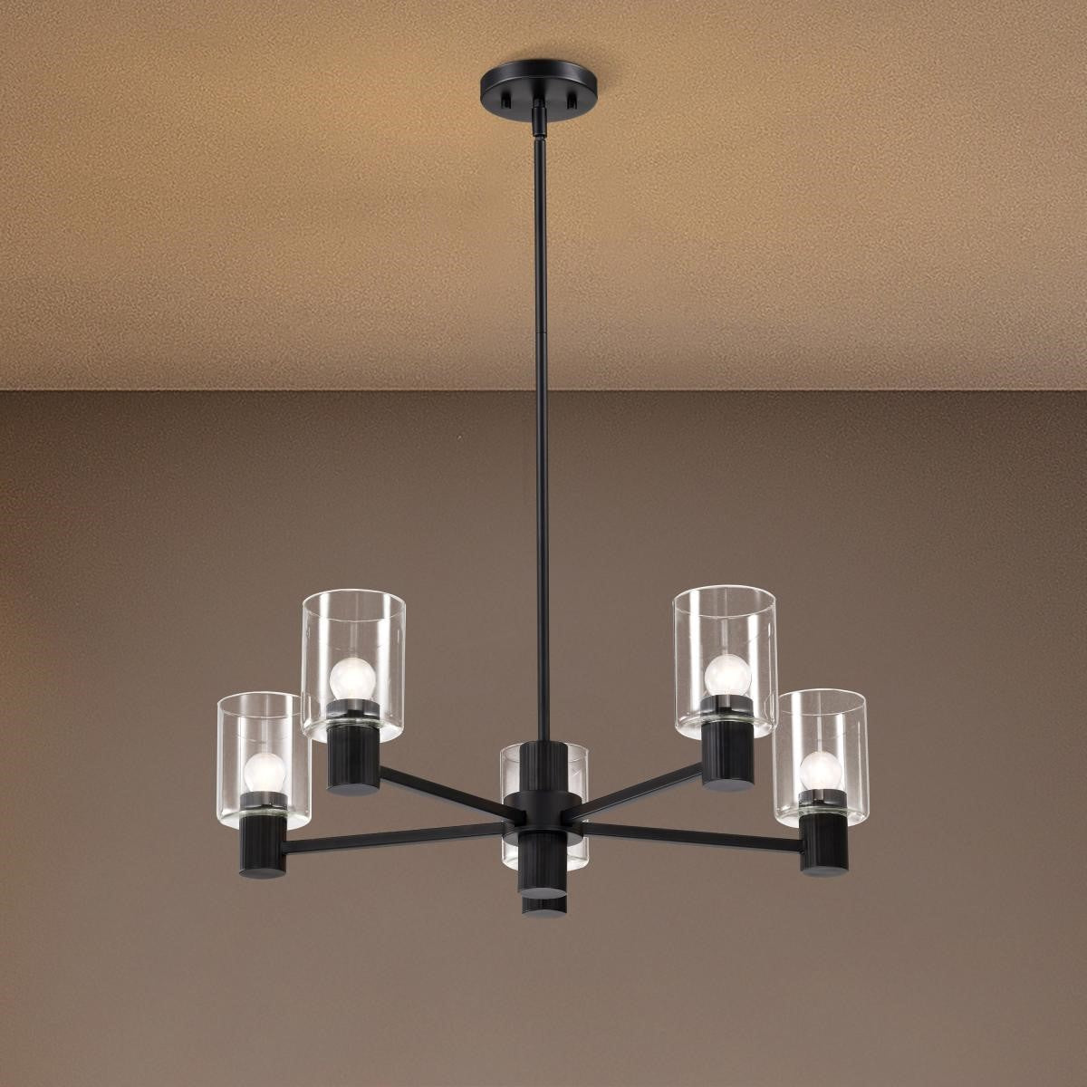 Clarksville 28" 5 Lights Chandelier, Matte Black Finish