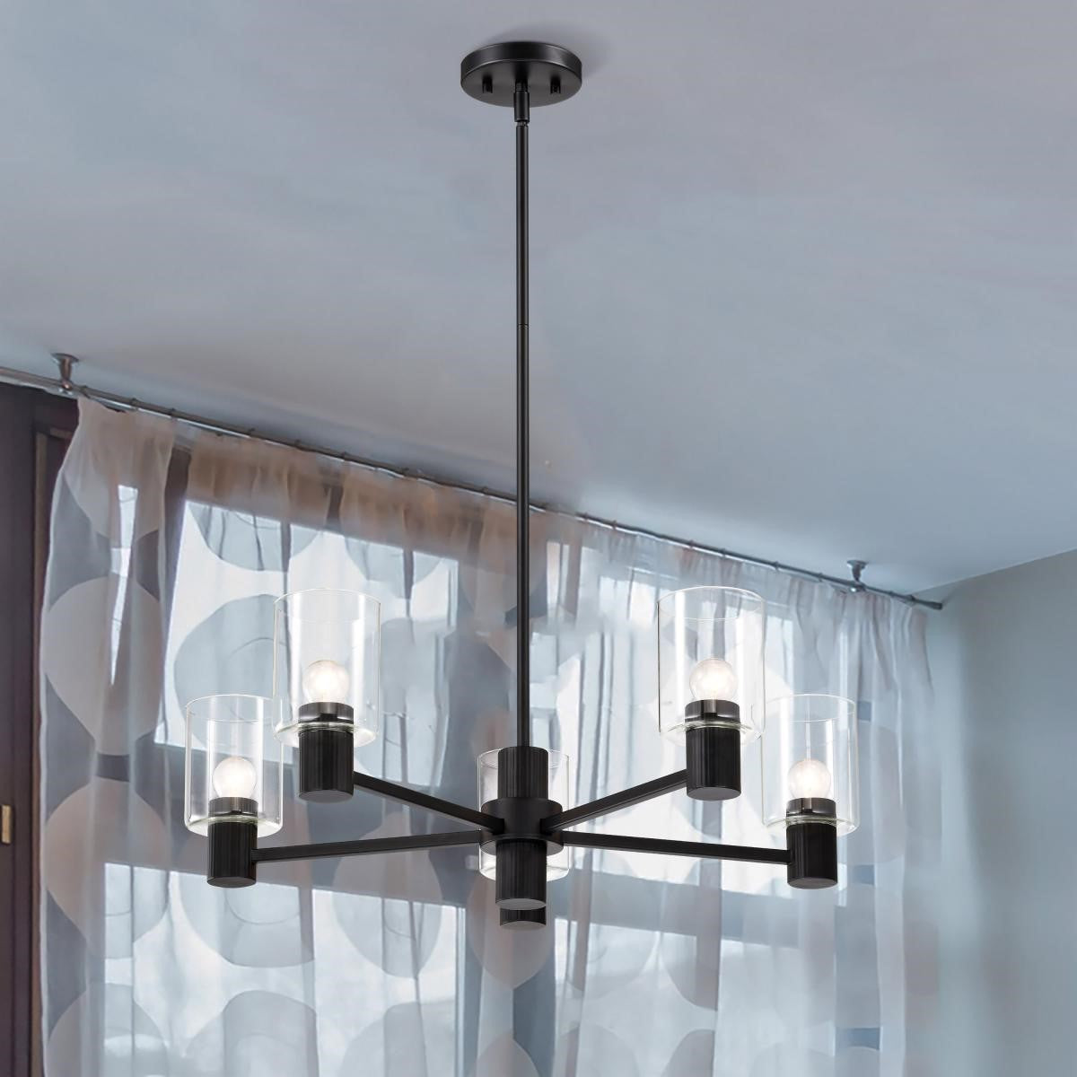 Clarksville 28" 5 Lights Chandelier, Matte Black Finish