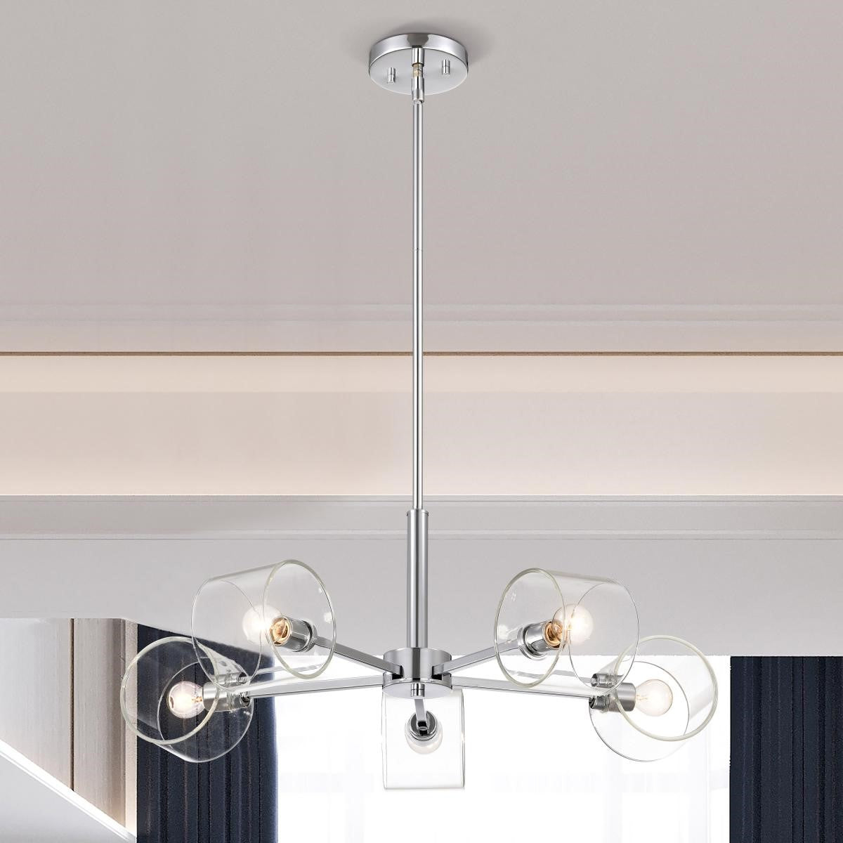 Marlowe 28" 5 Lights Chandelier, Polished Nickel Finish