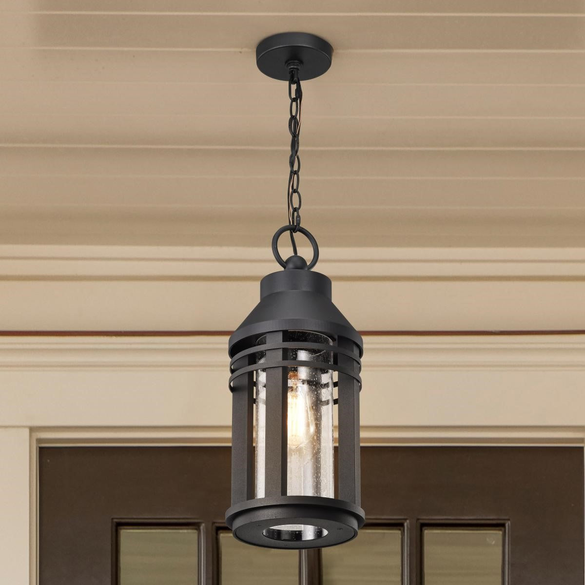 Wilton 20" Outdoor Hanging Light, Matte Black Finish