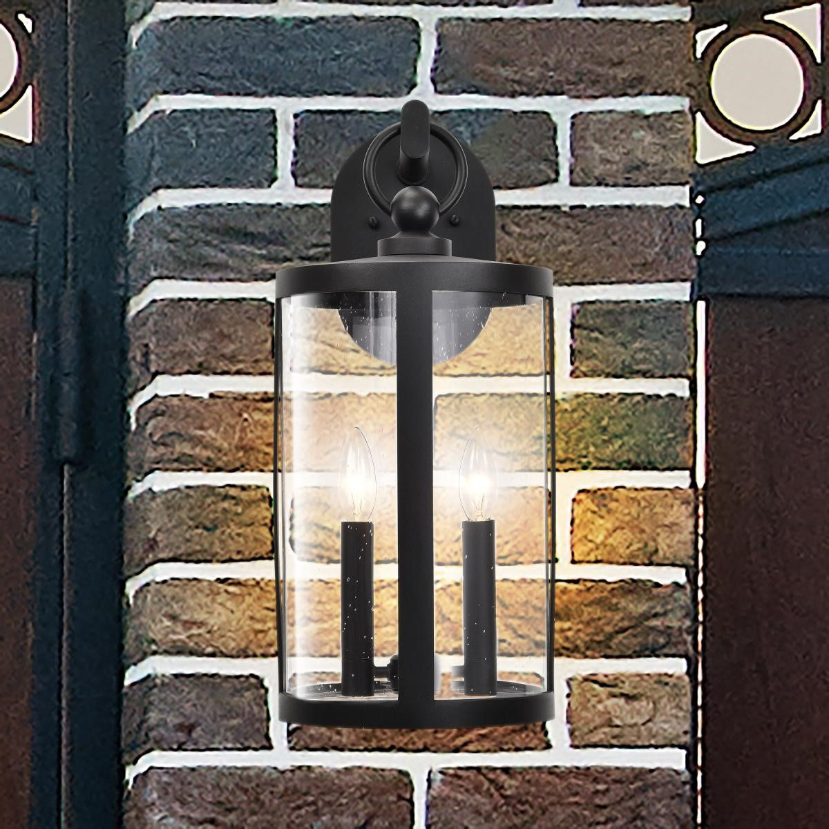 Broadstone 16" 2 Lights Outdoor Wall Light, Matte Black Finish