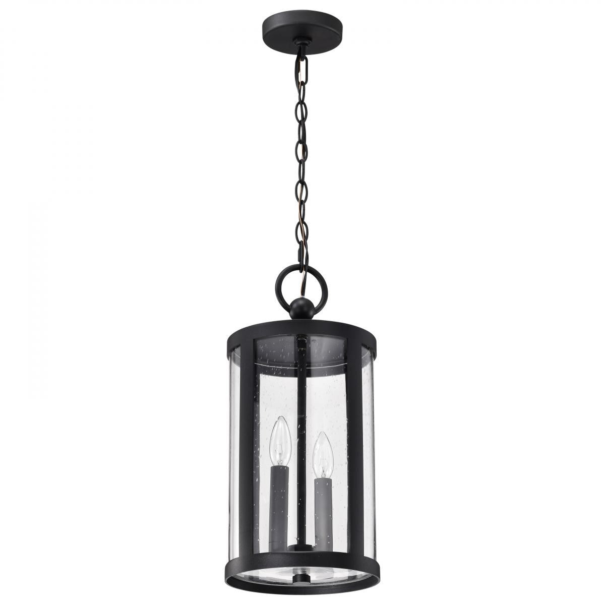 Broadstone 19" 2 Lights Outdoor Hanging Light, Matte Black Finish