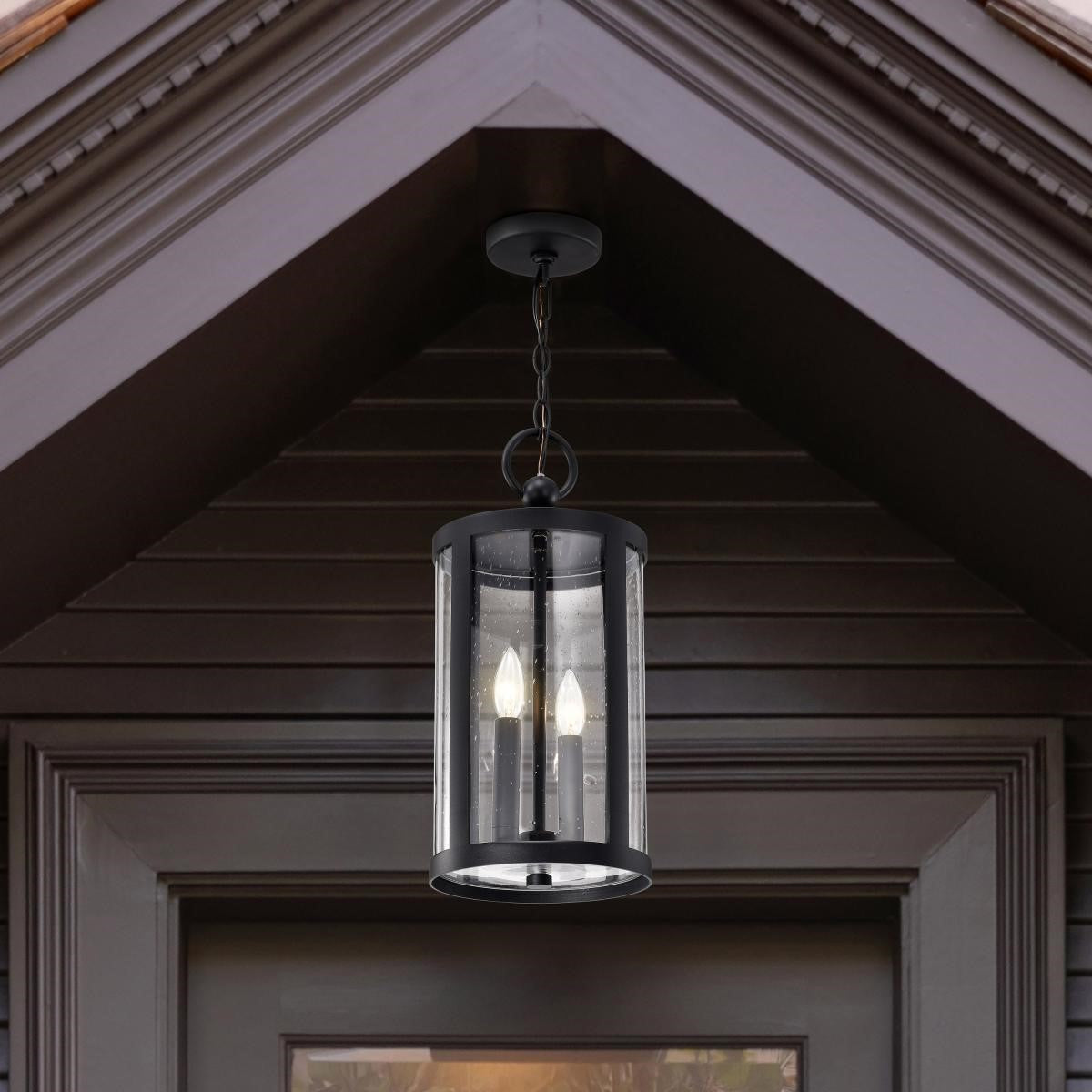 Broadstone 19" 2 Lights Outdoor Hanging Light, Matte Black Finish