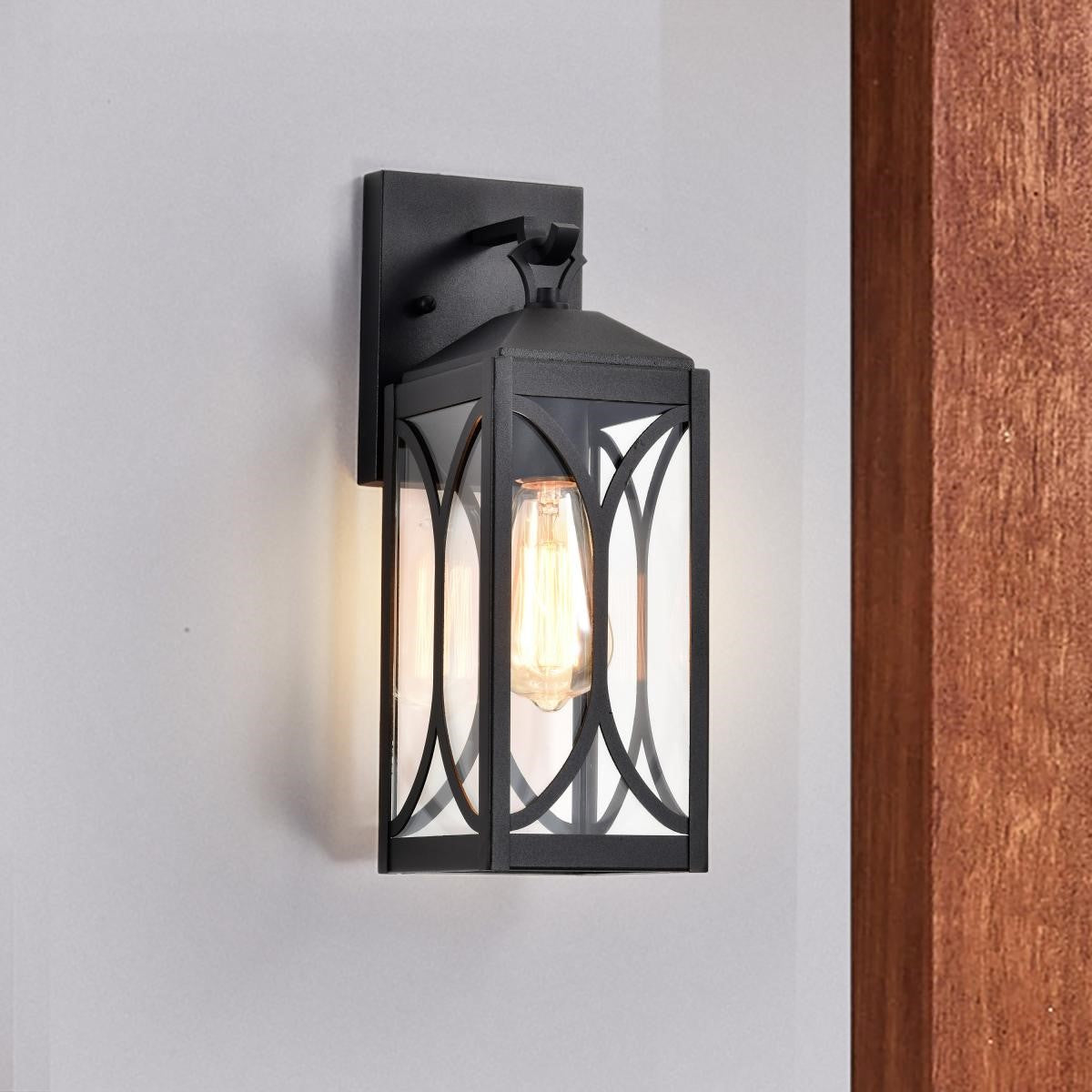 Oaklyn 14" Outdoor Wall Light, Matte Black Finish