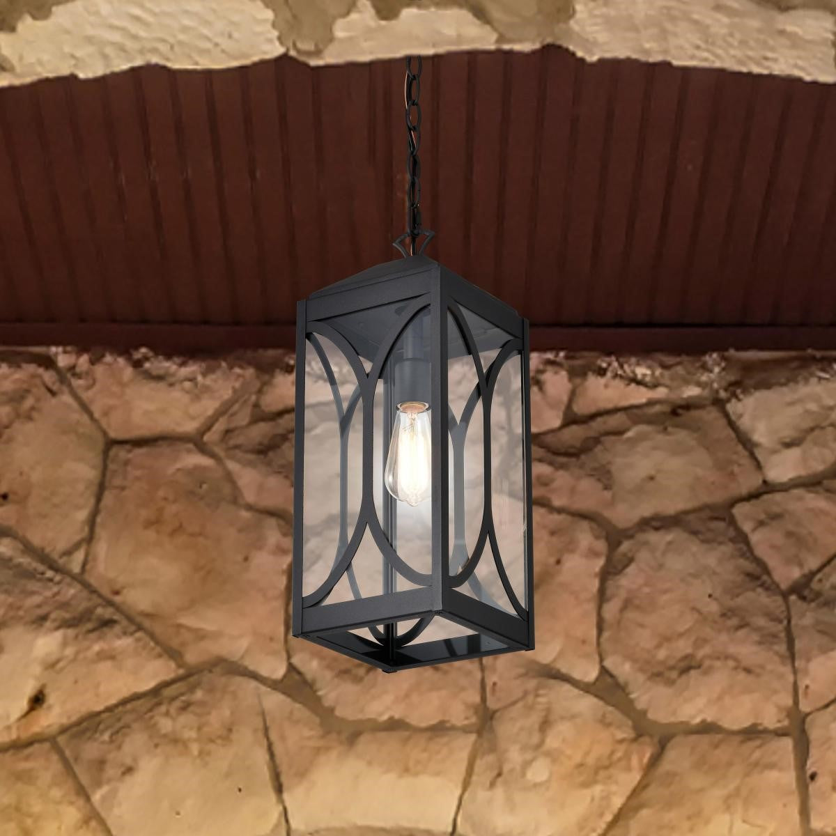 Oaklyn 19" Outdoor Hanging Light, Matte Black Finish