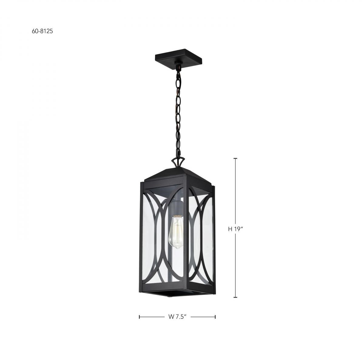 Oaklyn 19" Outdoor Hanging Light, Matte Black Finish