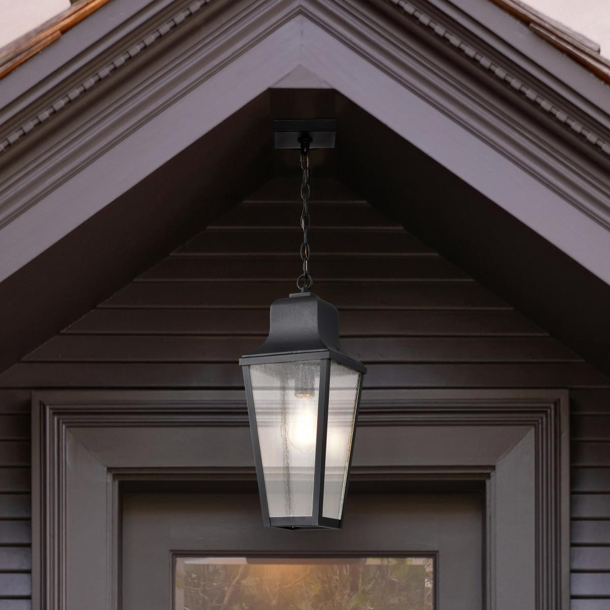 Lawrence 20" Outdoor Hanging Light, Matte Black Finish