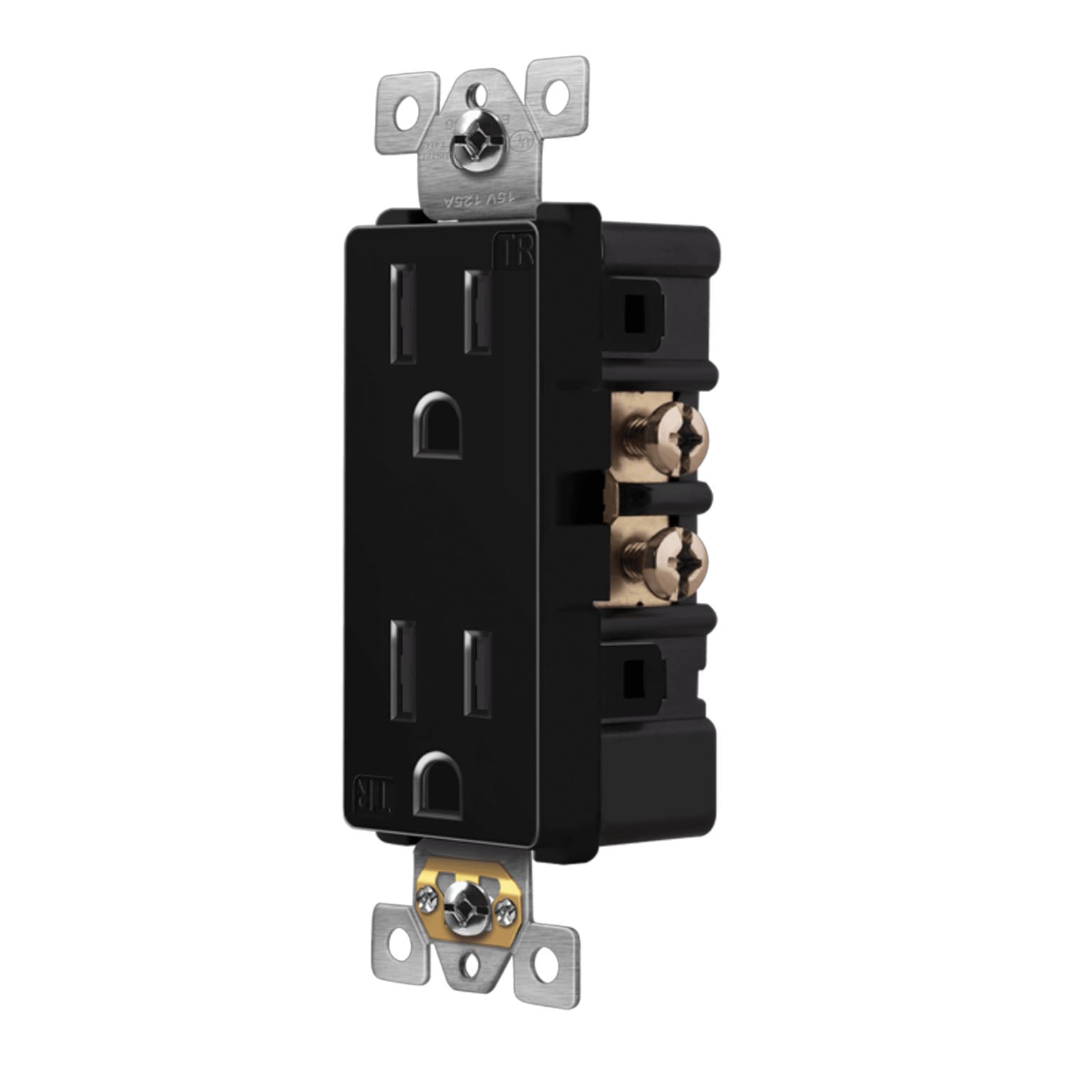 15 Amp Duplex Outlet Tamper-Resistant Black