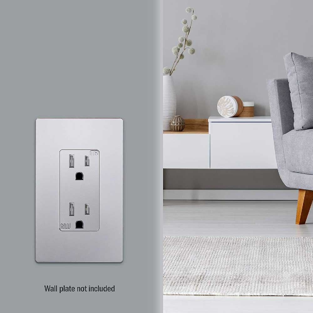 15 Amp Tamper-Resistant Duplex Outlet, Ivory