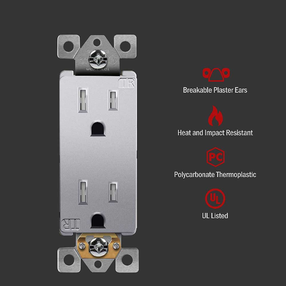 15 Amp Duplex Outlet Tamper-Resistant Light Almond