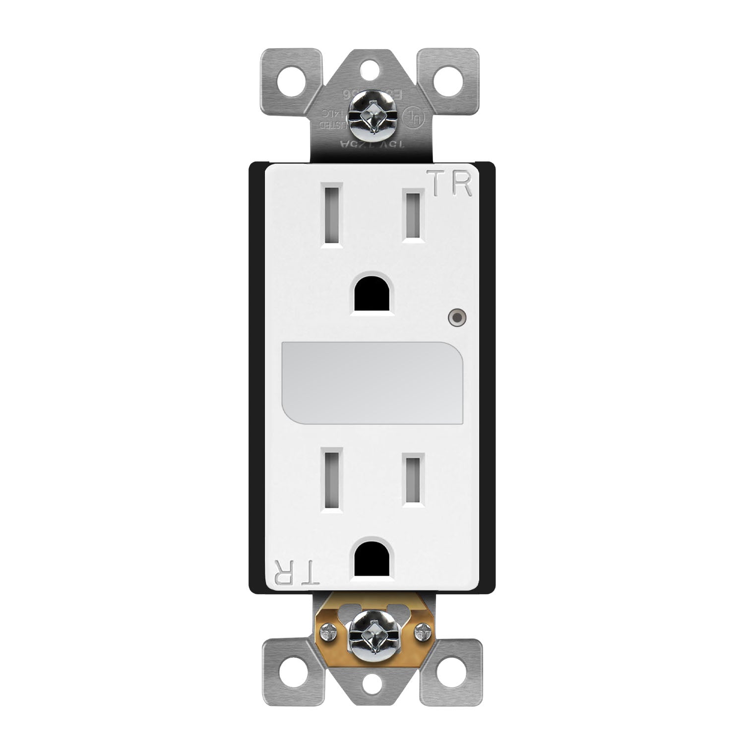 15 Amp 120-Volt Duplex Tamper-Resistant Receptacle with Guide Light White