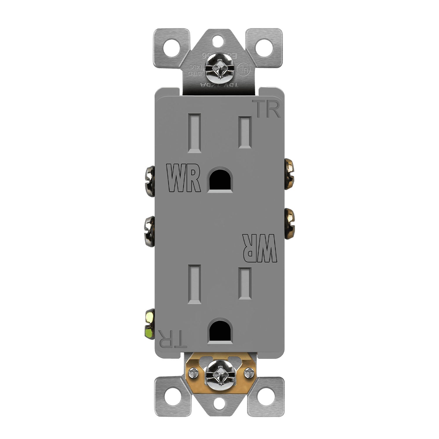 15 Amp Duplex Outlet Tamper and Weather-Resistant Gray