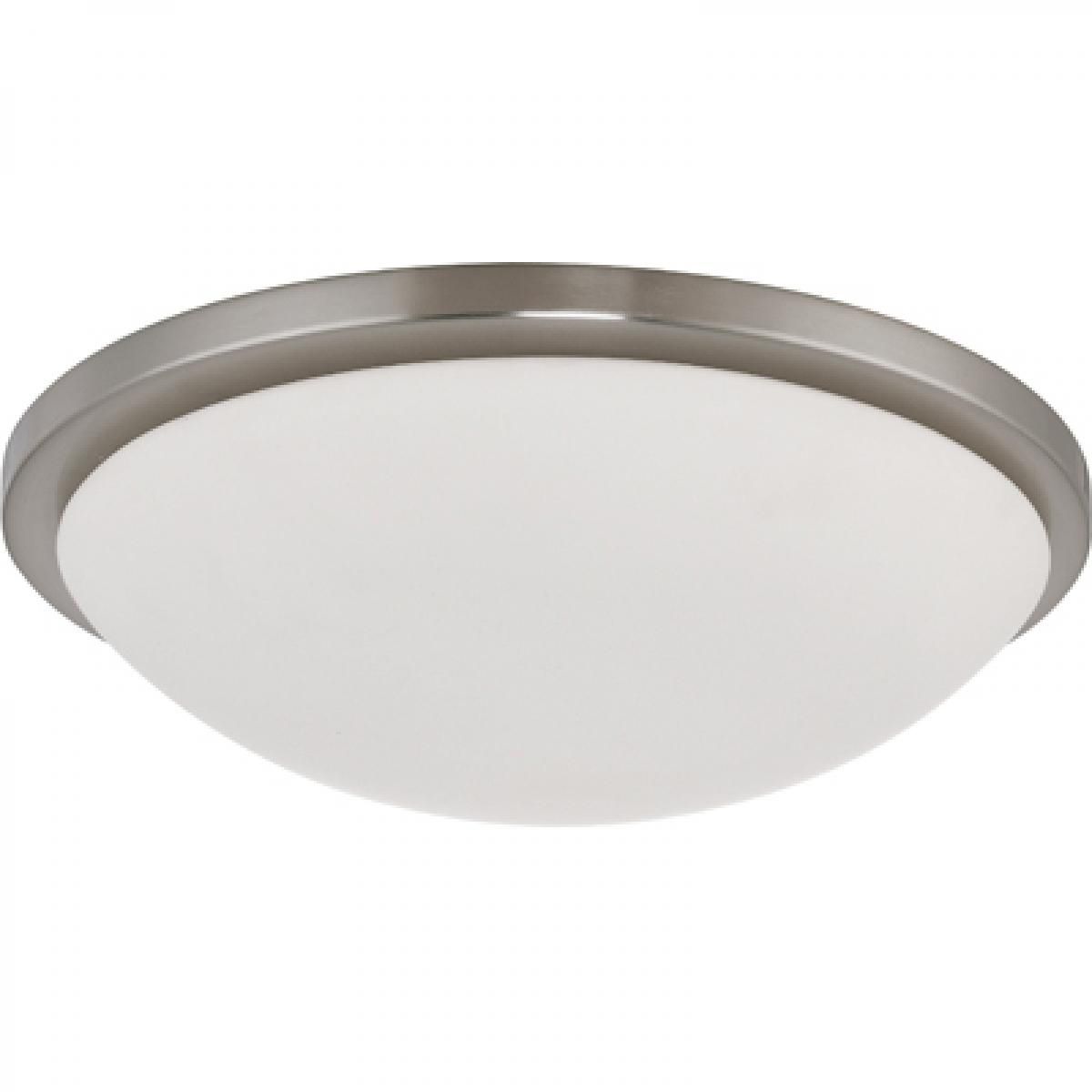 Button 17 in. LED Flush Mount Light Brushed Nickel