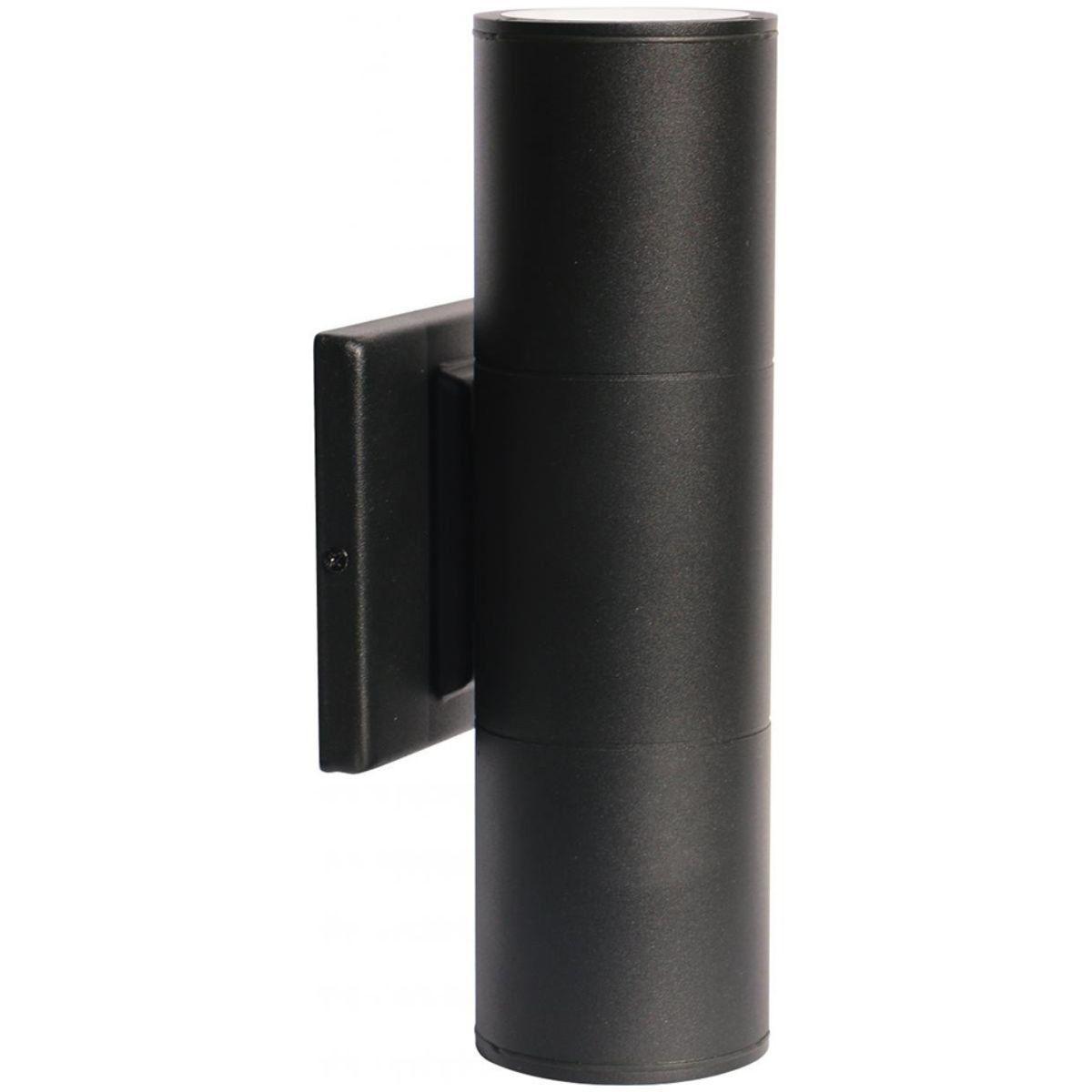 12 In. 2 Lights LED Outdoor Cylinder Wall Light Up and Down Lighting Black Finish - Bees Lighting