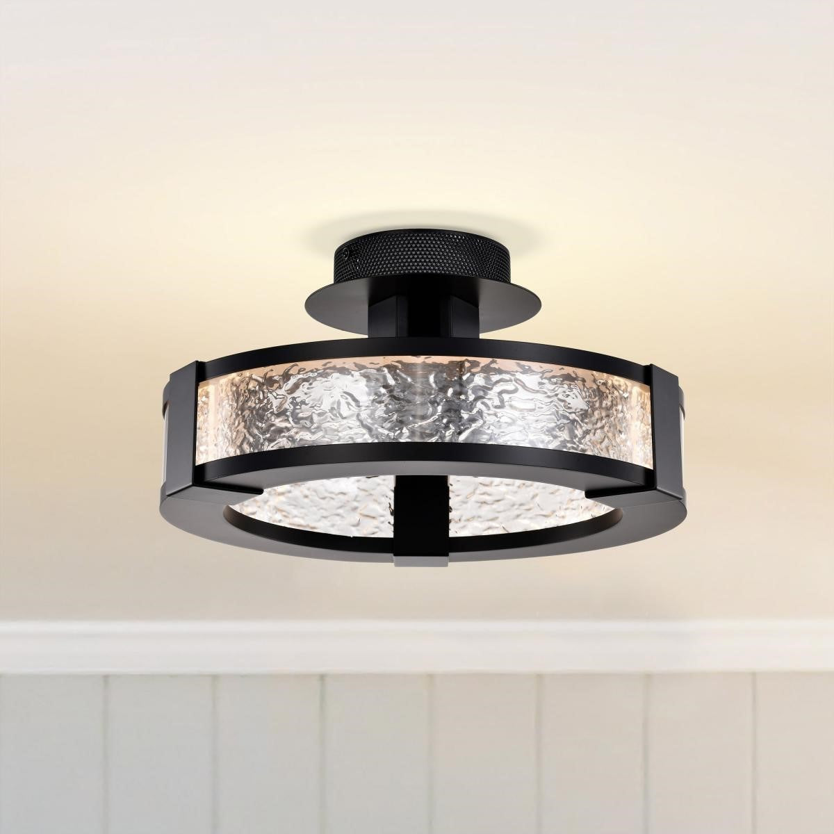 Darrow 14" LED Semi-Flush Mount Light, Matte Black Finish