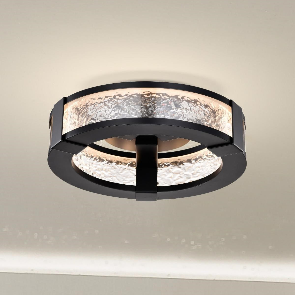 Darrow 13" LED Flush Mount Light, Matte Black Finish - Bees Lighting