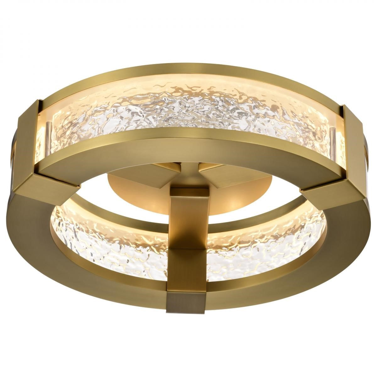 Darrow 13" LED Flush Mount Light, Vintage Brass Finish - Bees Lighting