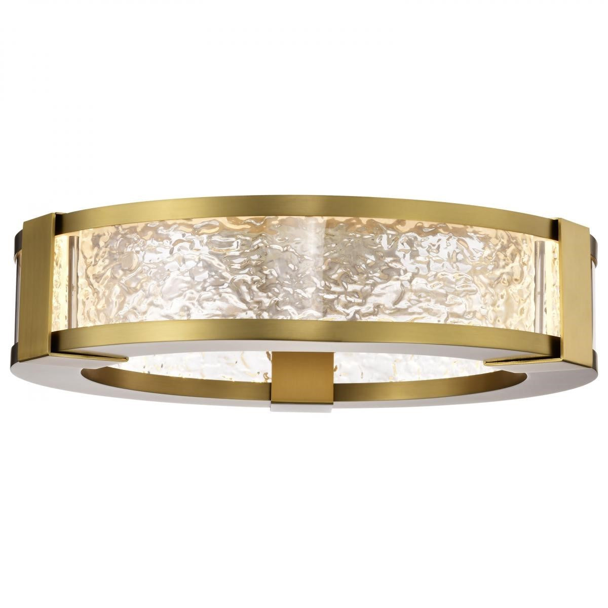 Darrow 13" LED Flush Mount Light, Vintage Brass Finish - Bees Lighting