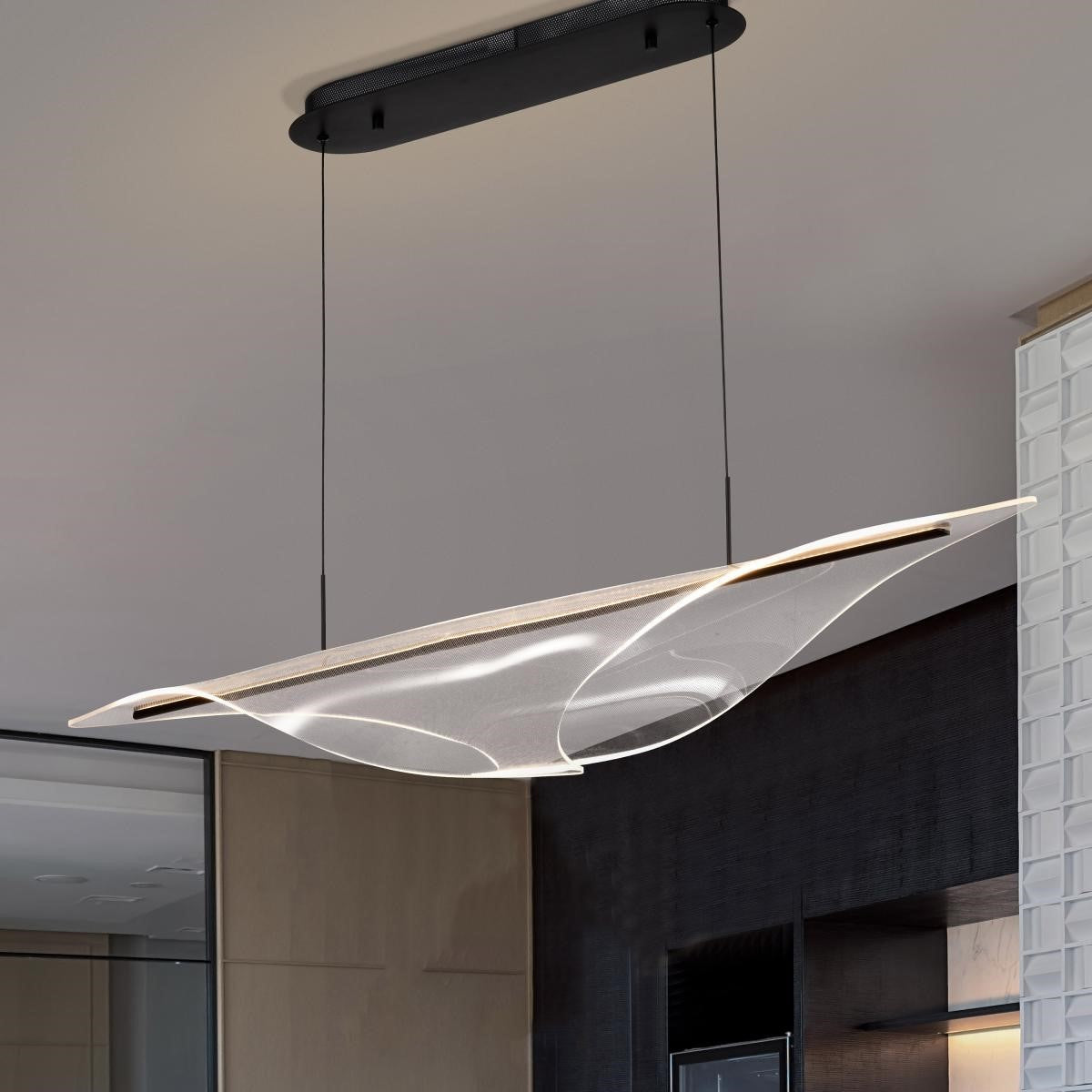 Geneva 46" LED Pendant Light, Matte Black Finish - Bees Lighting