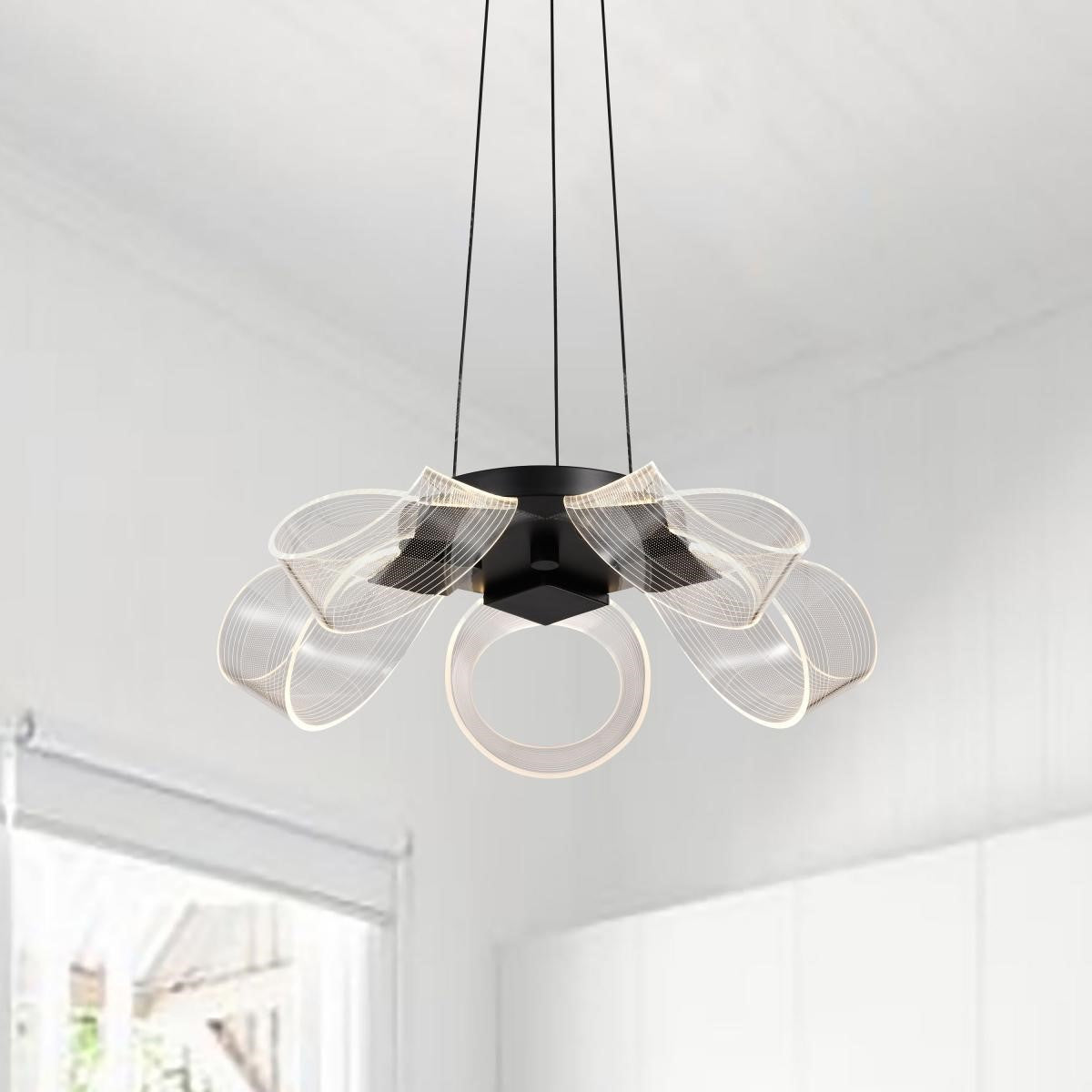 Barnett 21" 6 Lights LED Chandelier, Matte Black Finish