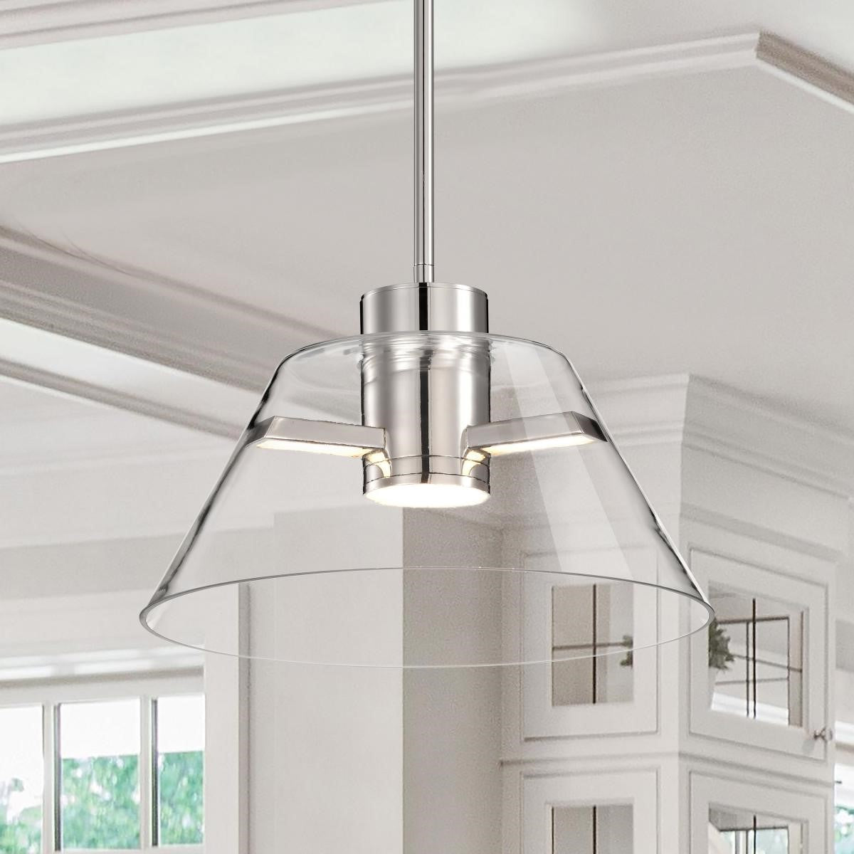 Edmond 14" LED Pendant Light, Polished Nickel Finish