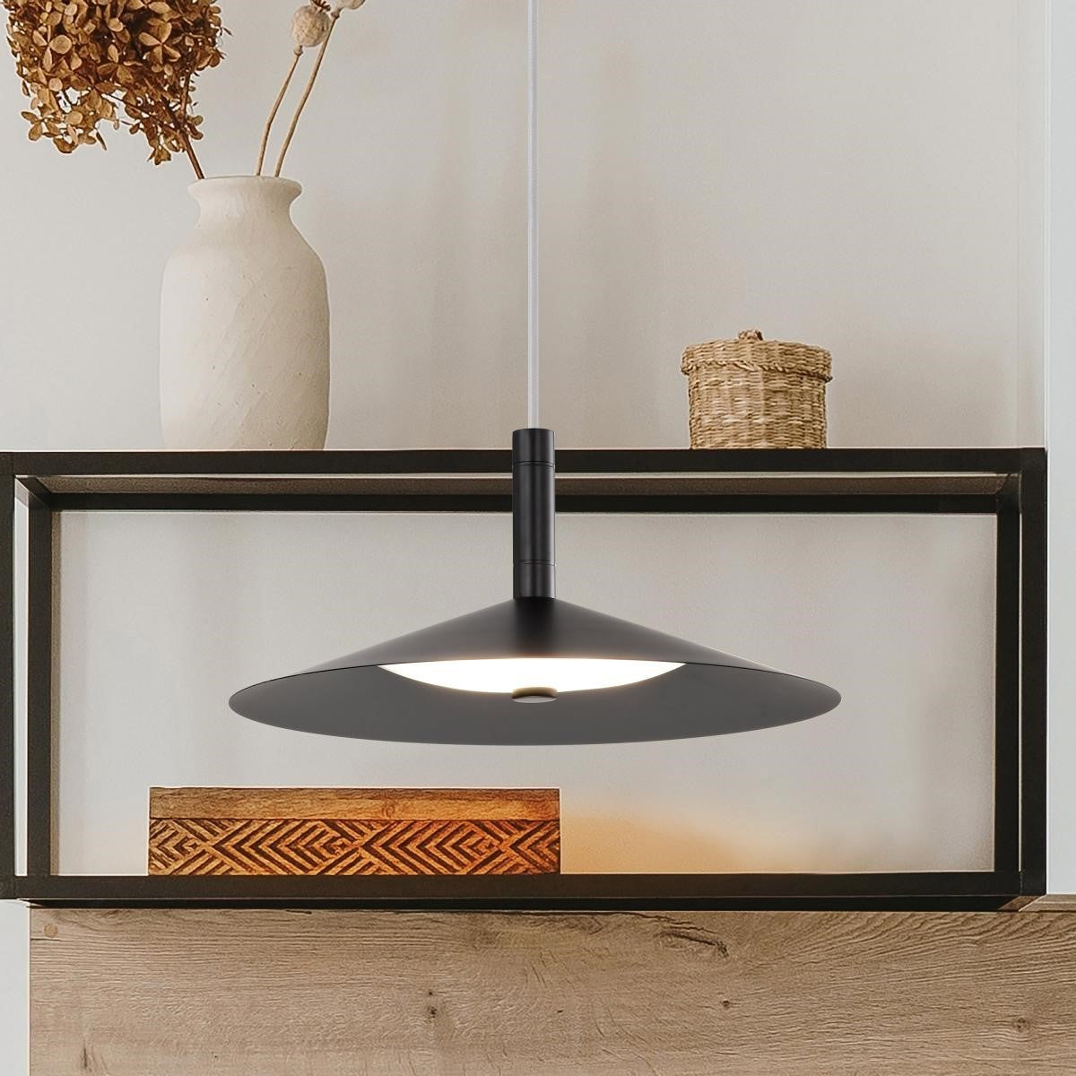 Corrine 14" LED Pendant Light, Matte Balck Finish - Bees Lighting