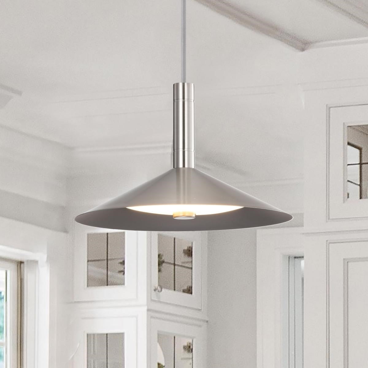 Corrine 10" LED Pendant Light, Brushed Nickel Finish - Bees Lighting