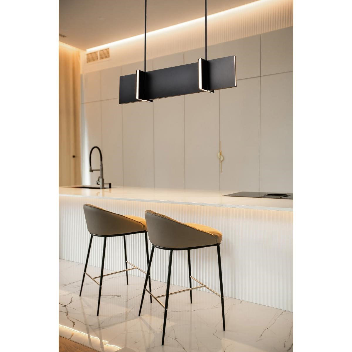 Blaine 37" LED Kitchen Island Pendant Light, Matte Black Finish - Bees Lighting