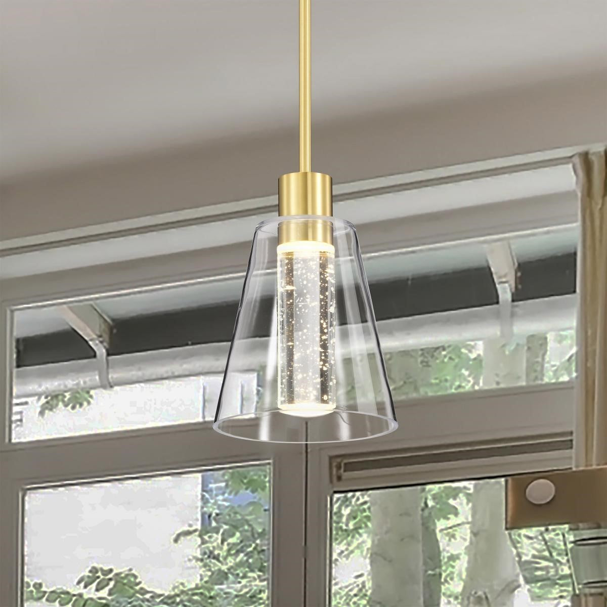 Aura 10" LED Pendant Light, Brushed Brass Finish