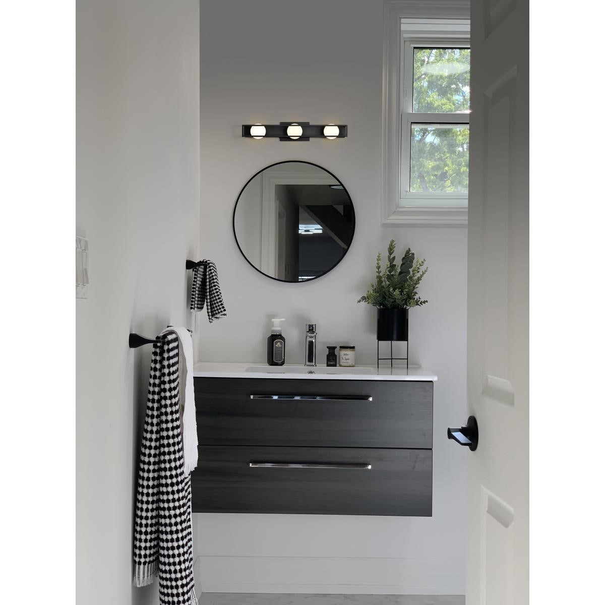 Nuvo Lighting 62-2243 Jenkins 24" 3 Lights LED Bathroom Vanity Light, Matte Black Finish