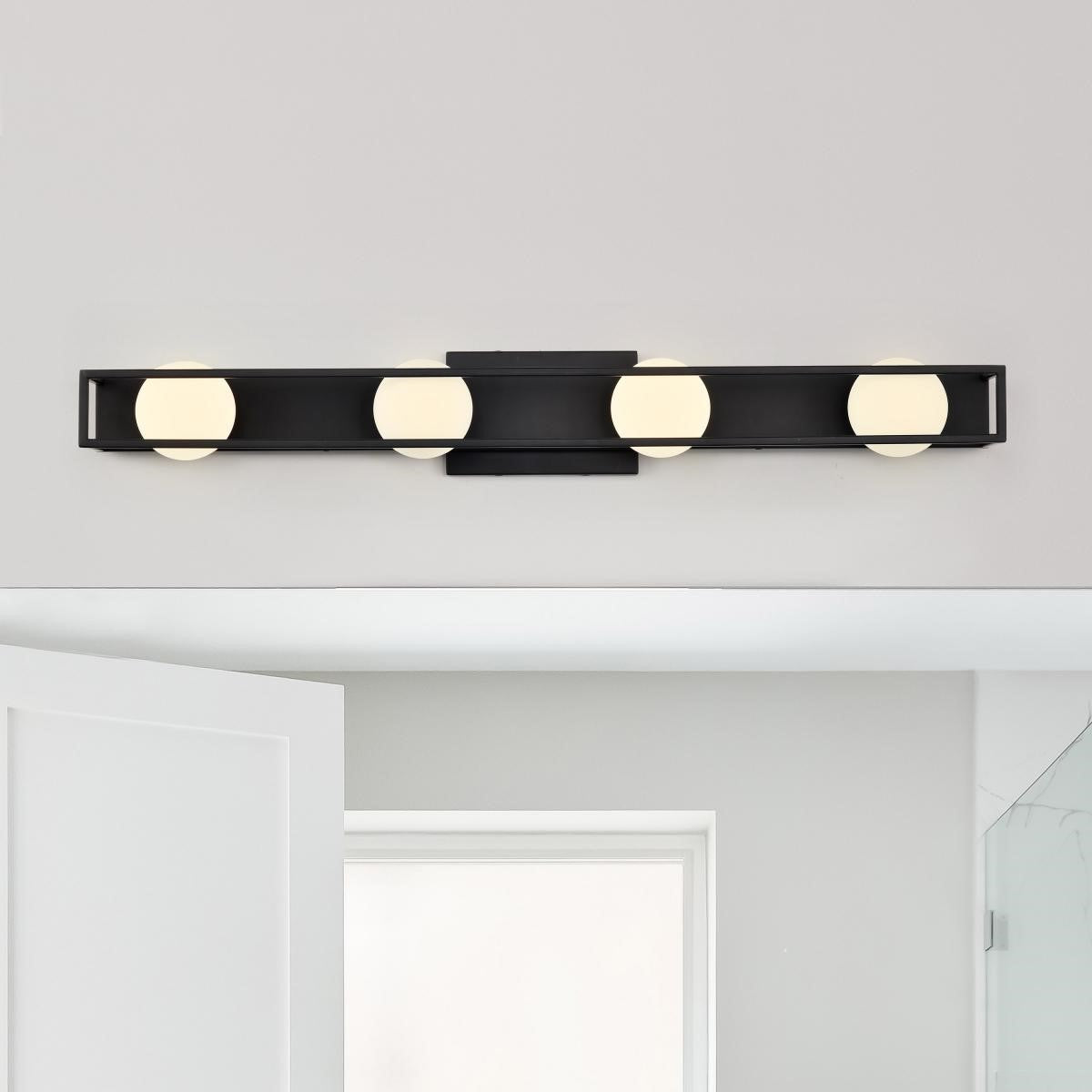 Jenkins 33" 4 Lights LED Bathroom Vanity Light, Matte Black Finish - Bees Lighting