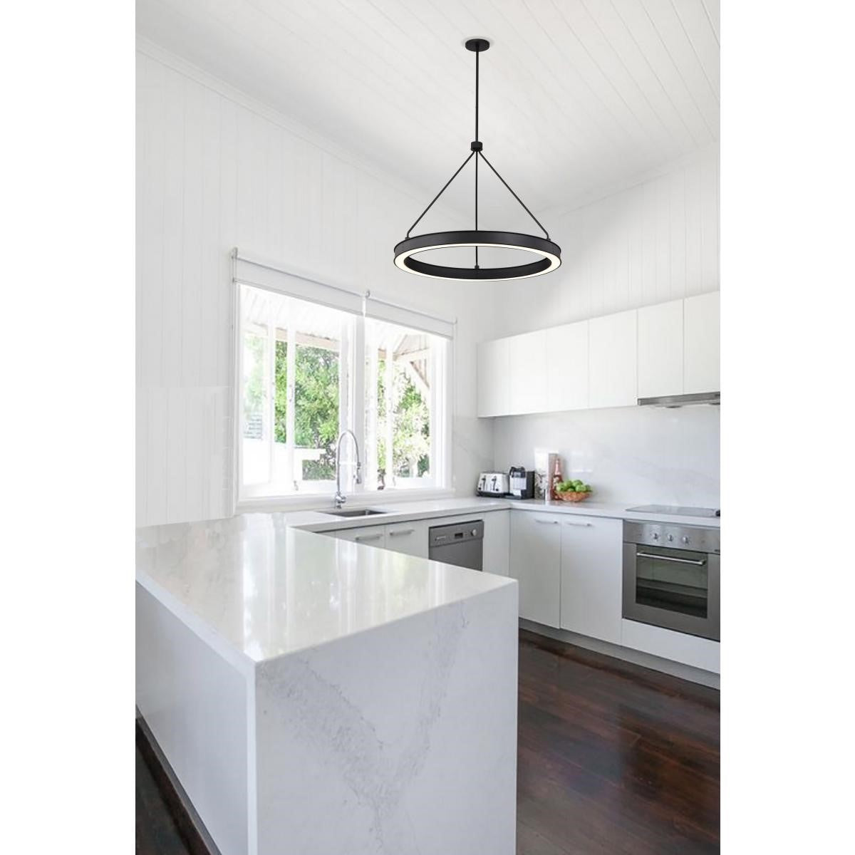 Longford 30" LED Pendant Light, Textured Black Finish - Bees Lighting