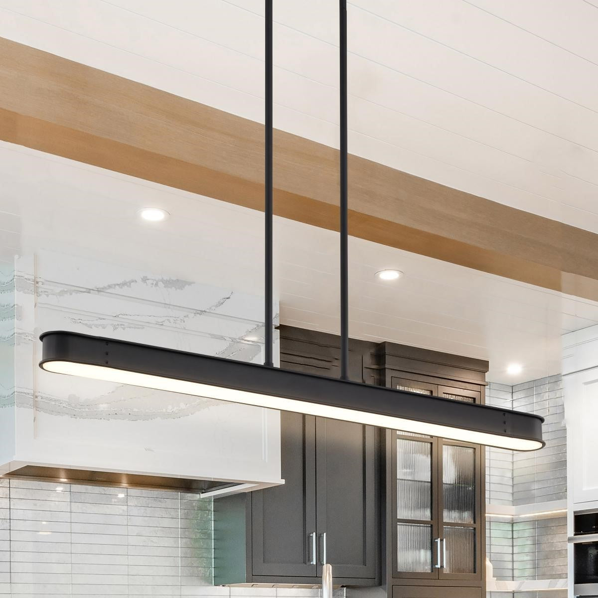 Longford 36" LED Kitchen Island Pendant Light, Textured Black Finish - Bees Lighting