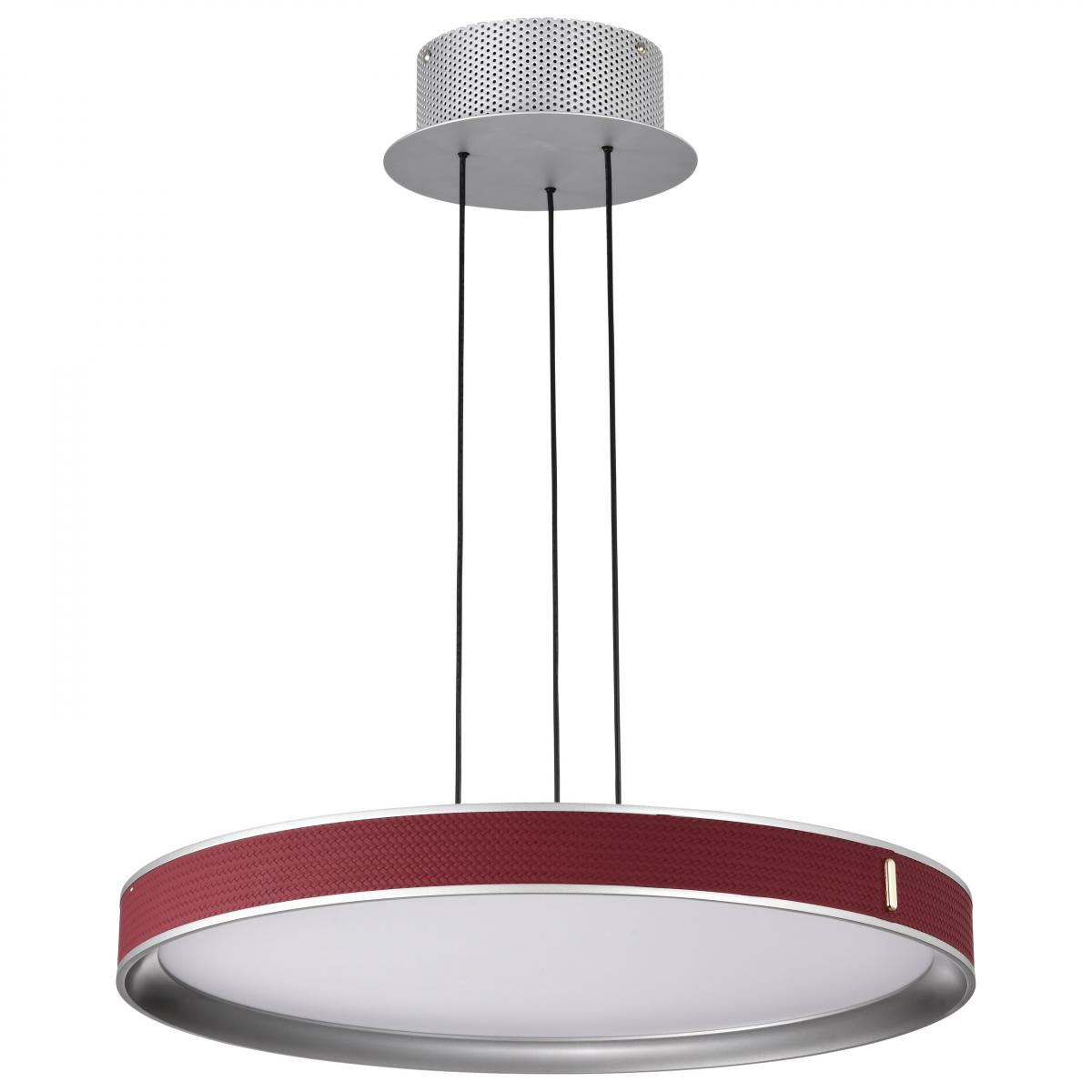 Bandon 20" LED Pendant Light, Gray with Red Wrap, Acrylic Lens