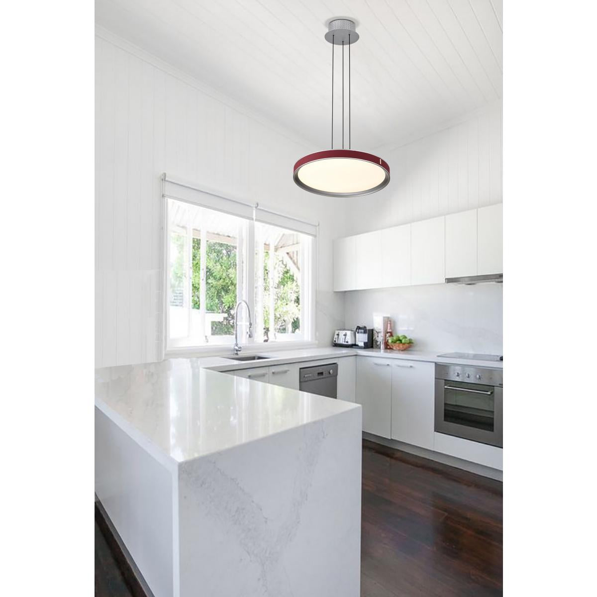 Bandon 20" LED Pendant Light, Gray with Red Wrap, Acrylic Lens