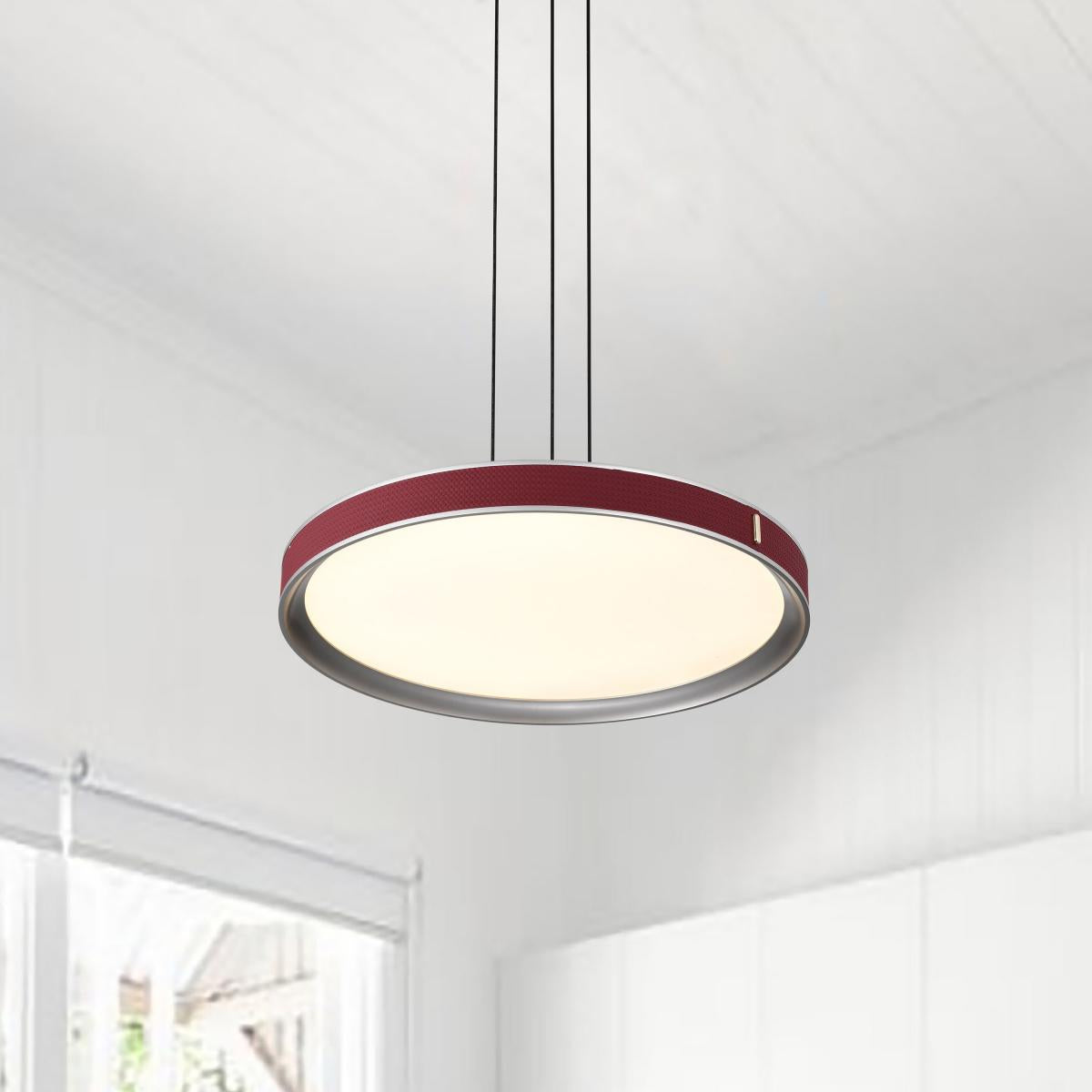 Bandon 20" LED Pendant Light, Gray with Red Wrap, Acrylic Lens