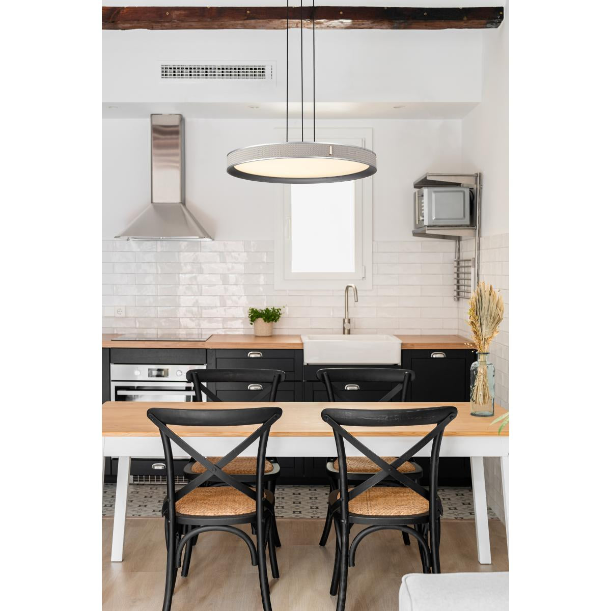 Bandon 20" LED Pendant Light, Gray with Off-White Wrap, Acrylic Lens