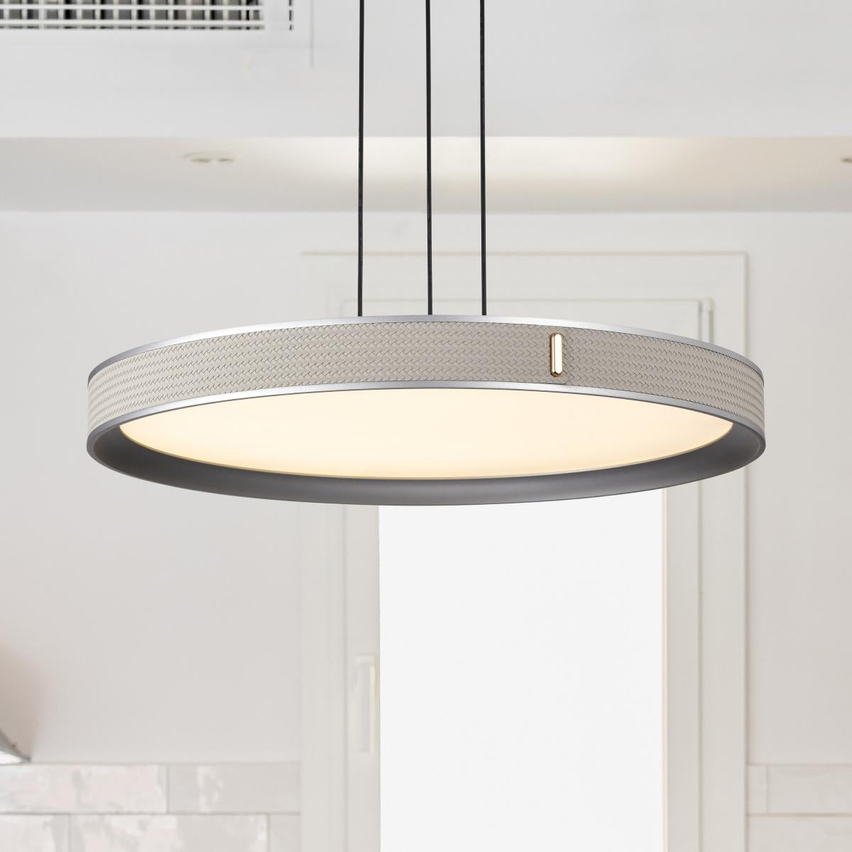 Bandon 20" LED Pendant Light, Gray with Off-White Wrap, Acrylic Lens