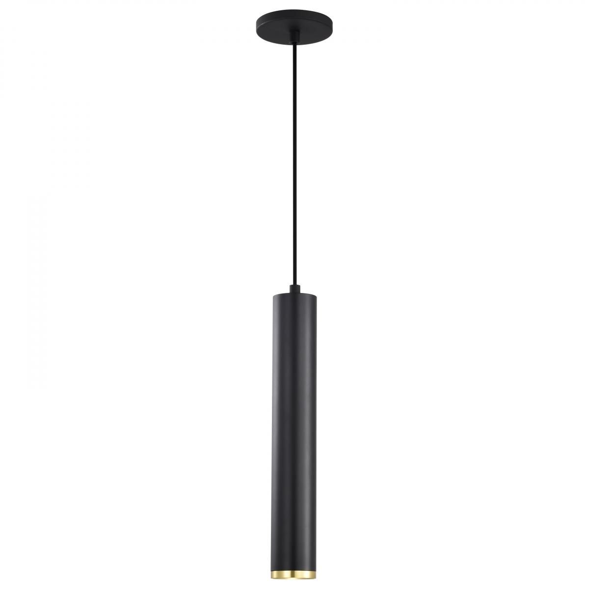 Century 16" LED Pendant Light, Matte Black and Brushed Brass Finish